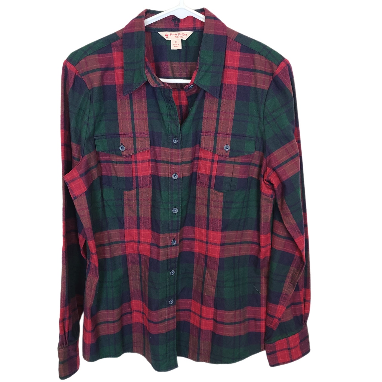 Red Fleece Brooks Brothers Shirt Flannel Shirt Plaud Shirt Red Green Womens 10